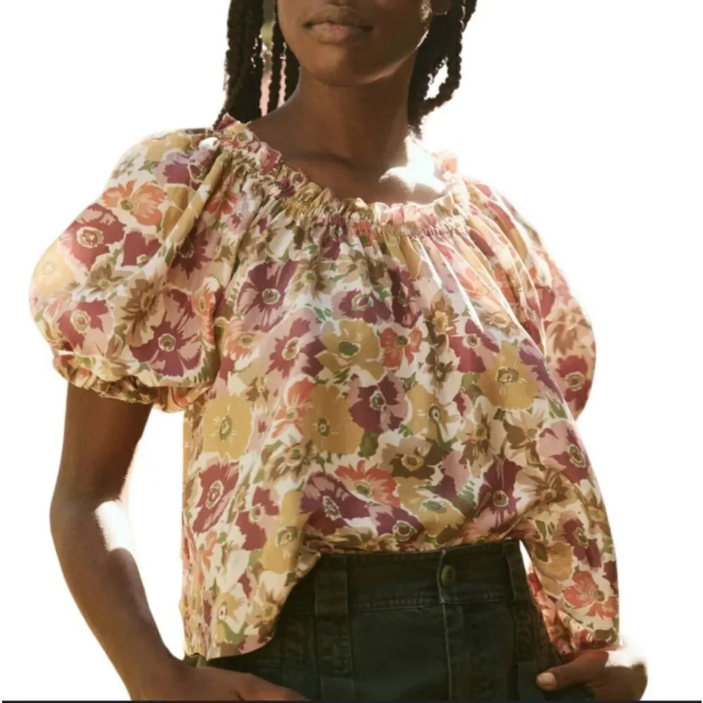 New The Great Garland Top ~ Golden Lilac Flower XS